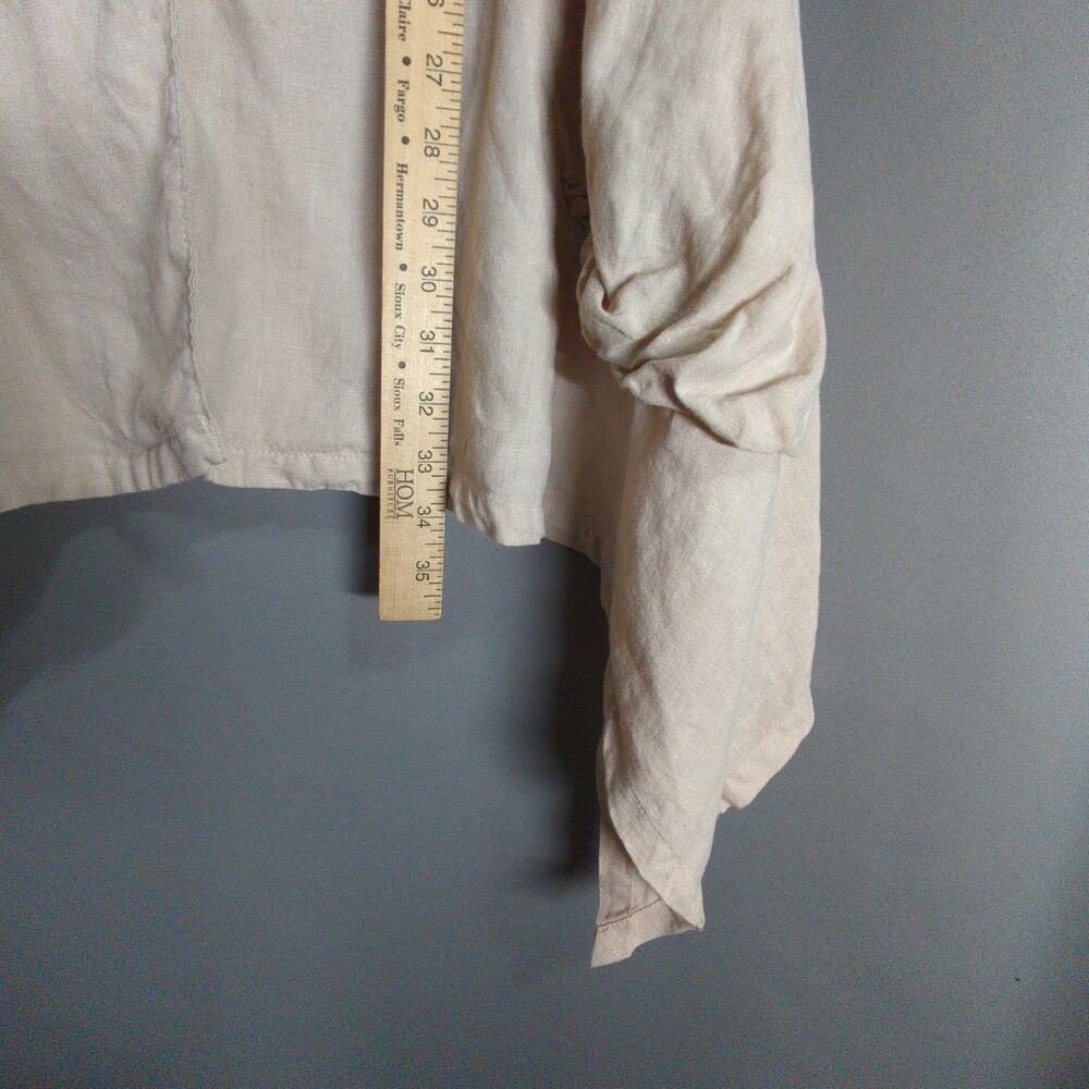 IC Collection Linen Top Womens L Beige Asymmectrical Pockets Lagenlook - Picture 7 of 8